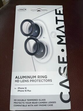 Case-mate Black Aluminum Ring HD Lens Protectors for iPhone 16/ 16 Plus